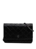 CHANEL Pre-Owned 2013-2014 CC Quilted Crinkled Patent Wallet On Chain crossbody bag - Black