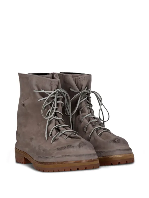 424 Distressed Leather Boots Brown FARFETCH