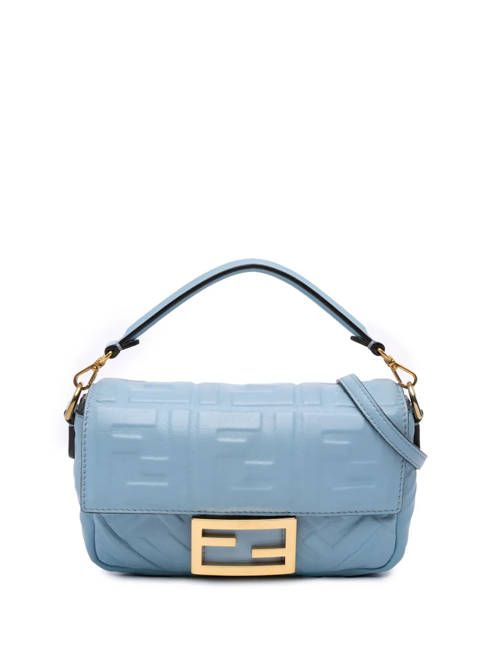 Fendi Pre-Owned 2010-2025 Mini Zucca Embossed Leather Baguette satchel | Blue | Image 1