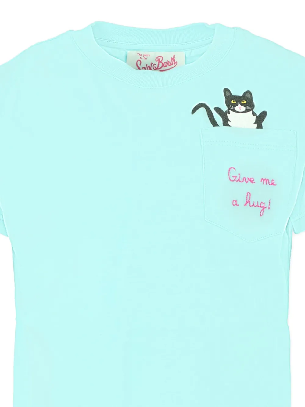 MC2 Saint Barth Kids T-shirt met korte mouwen en kattenzak Blauw