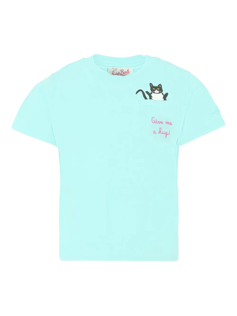 MC2 Saint Barth Kids T-shirt met korte mouwen en kattenzak Blauw