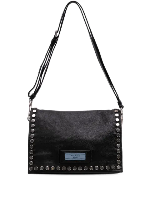 Prada Pre-Owned 2010-2025 Glace Calfskin Studded Etiquette Flap shoulder bag