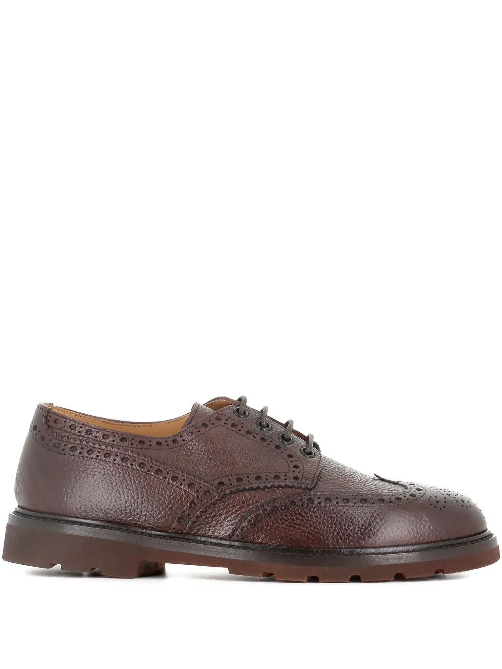 Henderson Baracco brogue-detail leather derby shoes Brown