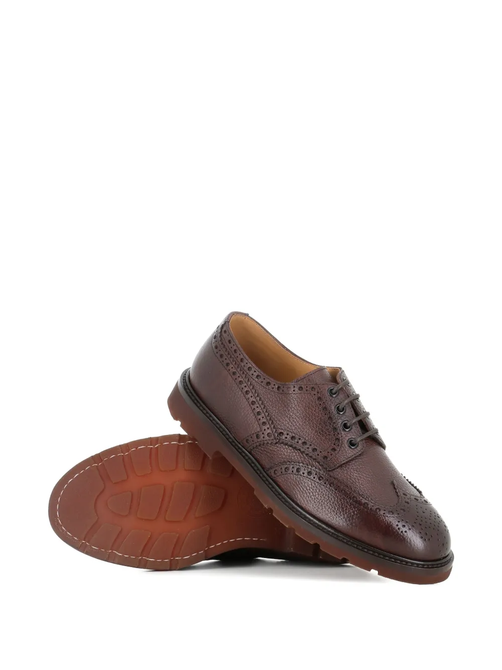 Henderson Baracco brogue-detail leather derby shoes Brown
