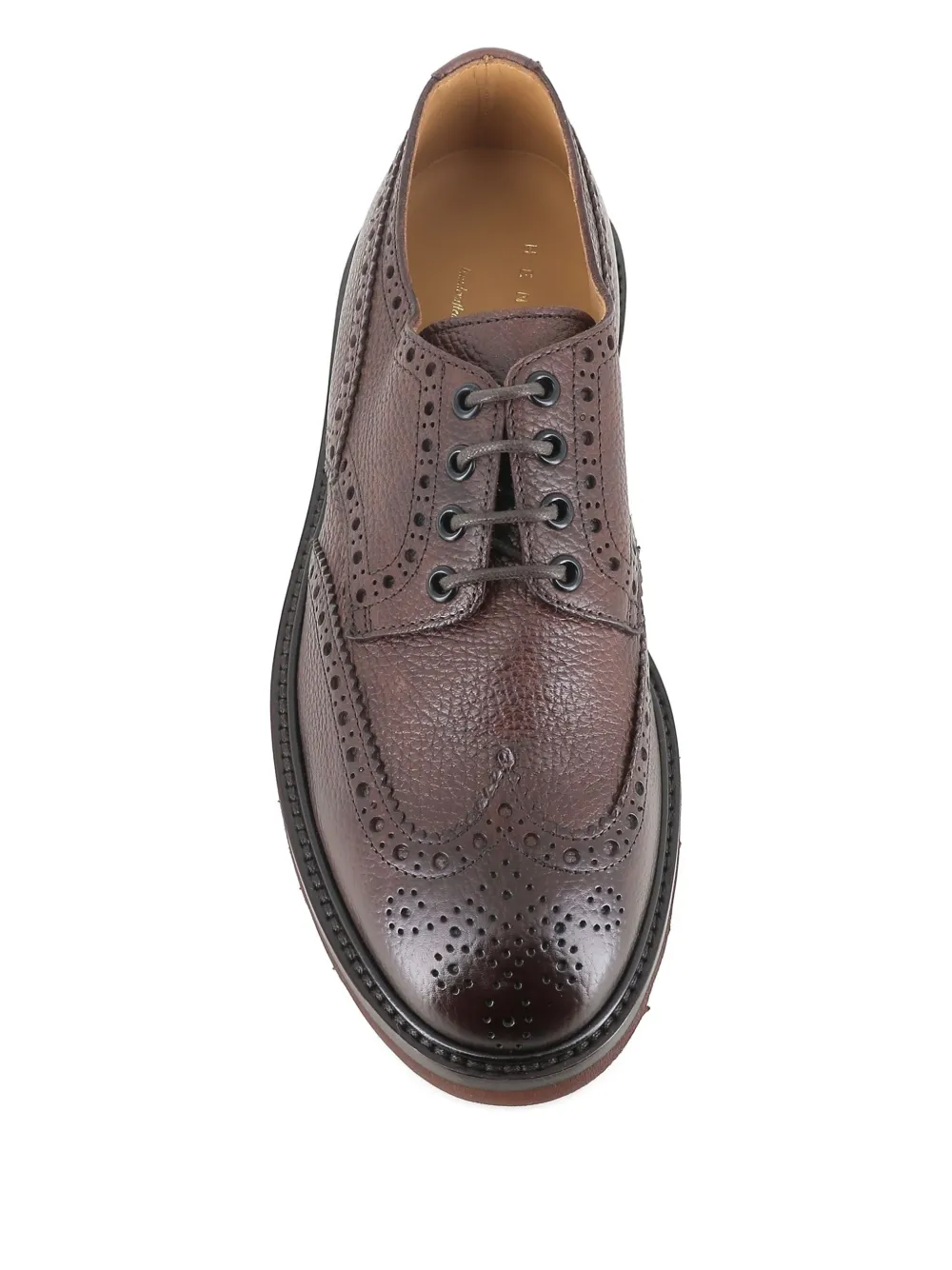 Henderson Baracco brogue-detail leather derby shoes Brown