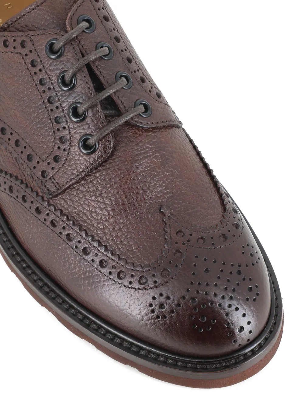 Henderson Baracco brogue-detail leather derby shoes Brown