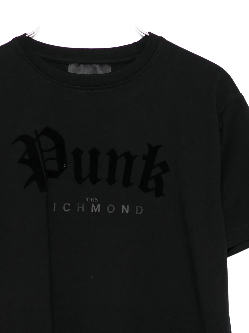 John Richmond Junior velvet-logo T-shirt Zwart