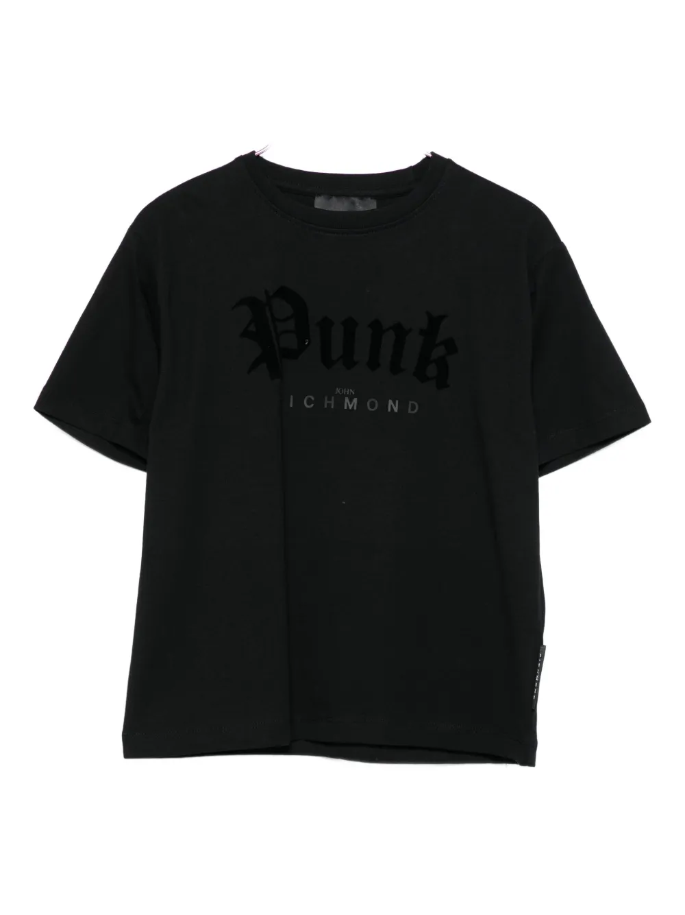 John Richmond Junior velvet-logo T-shirt Zwart