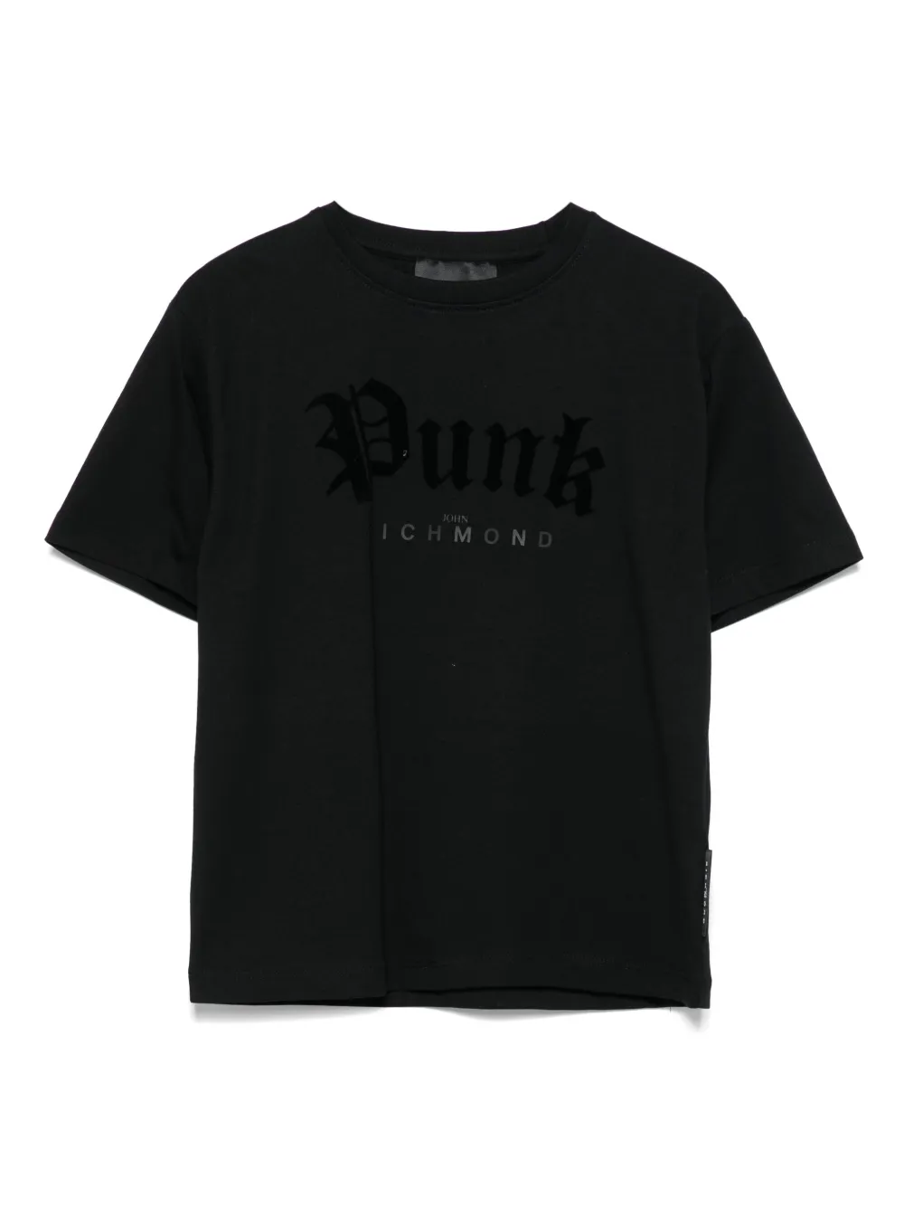 John Richmond Junior T-shirt met fluwelen logo Zwart