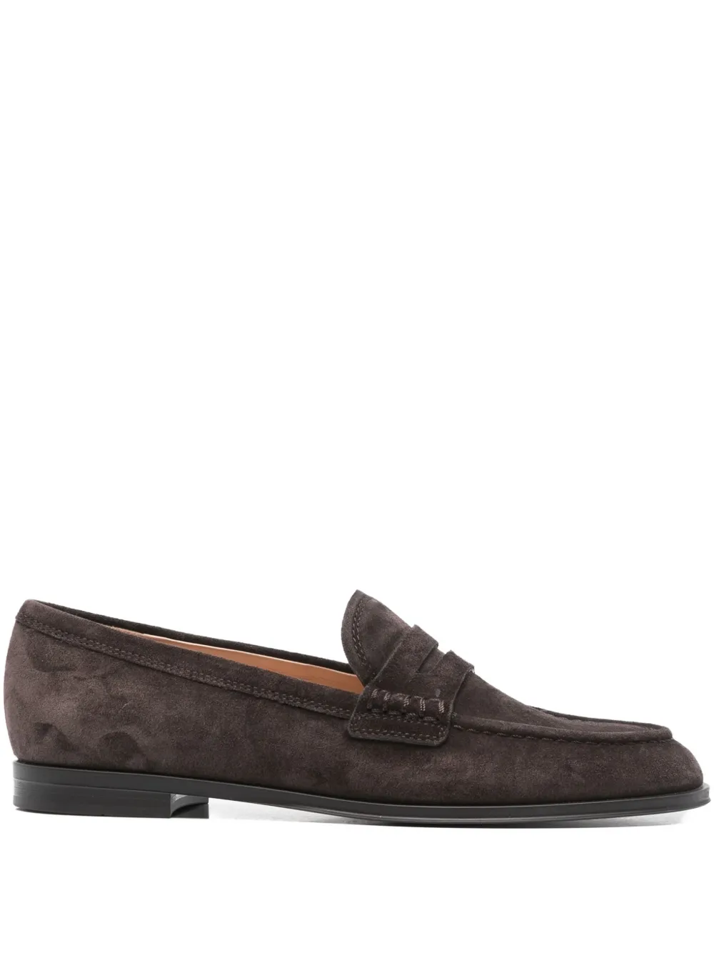Gianvito Rossi Georgie Penny-strap Suede Loafers In Brown