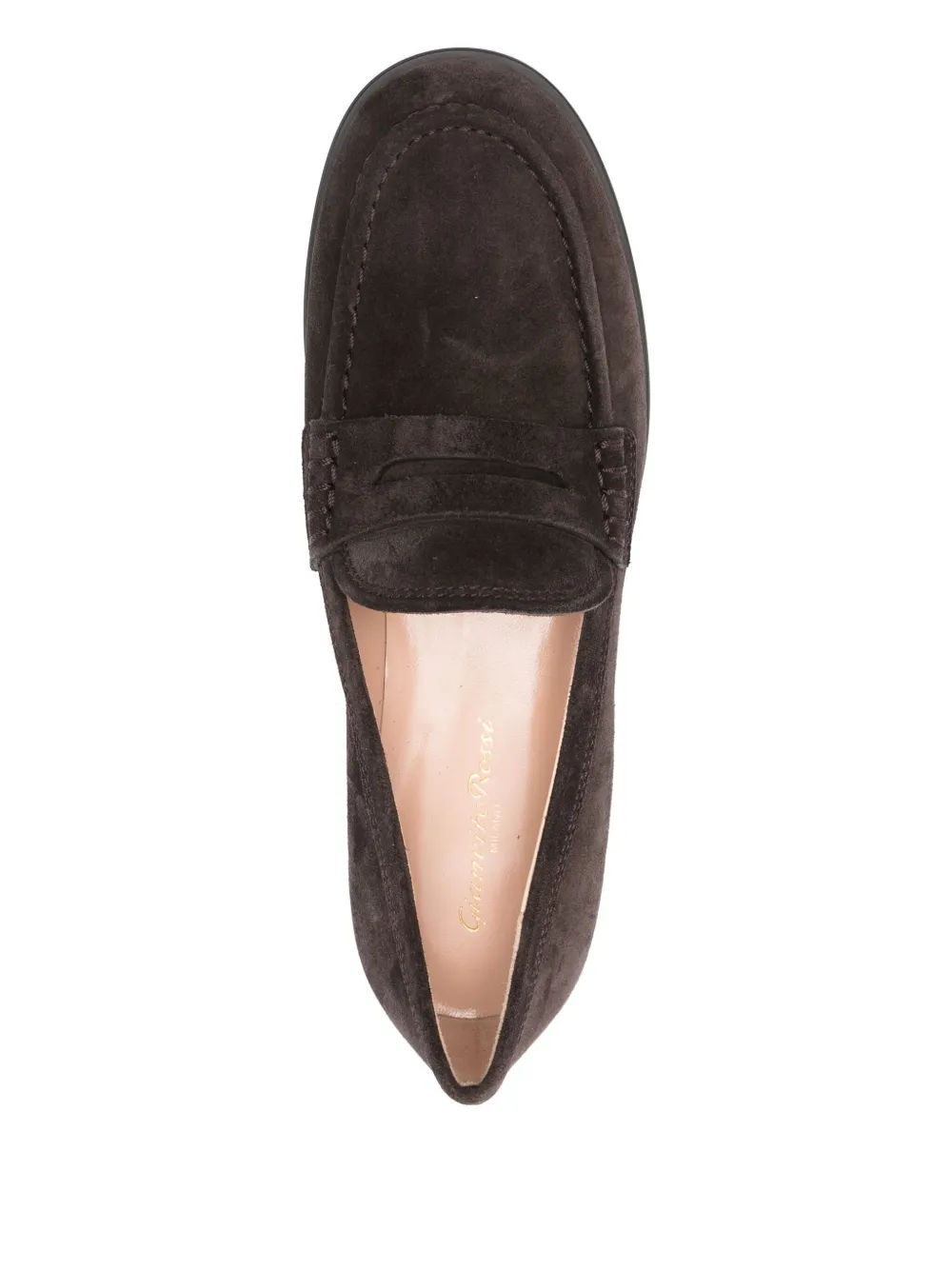 Gianvito Rossi Georgie Penny-strap Suede Loafers In Brown