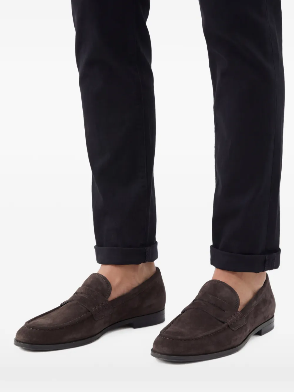 Gianvito Rossi Georgie suède loafers met penny bandje Bruin