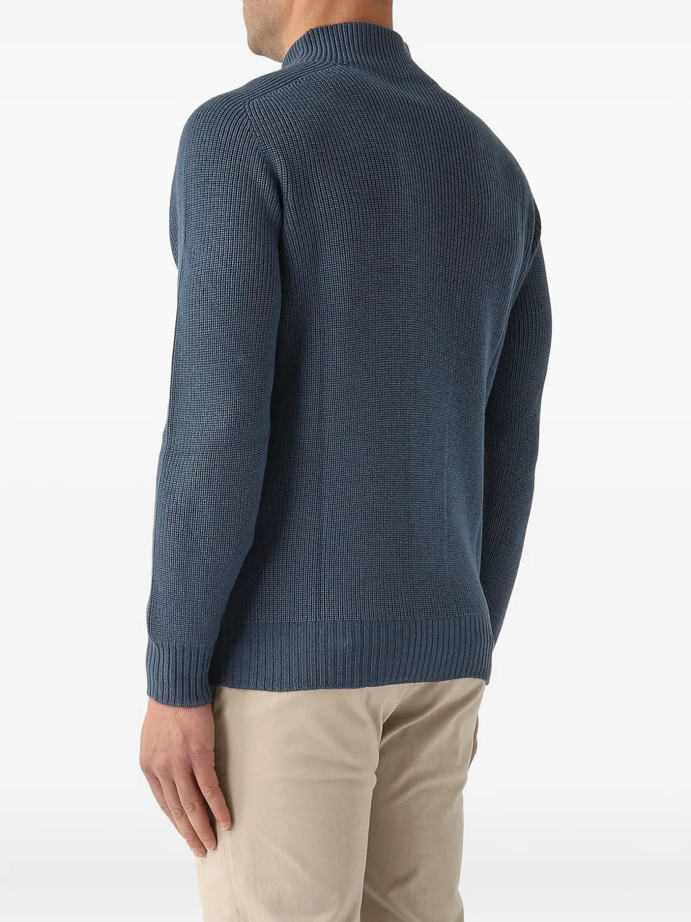 Gran Sasso Geribbelde trui met halve rits Blauw