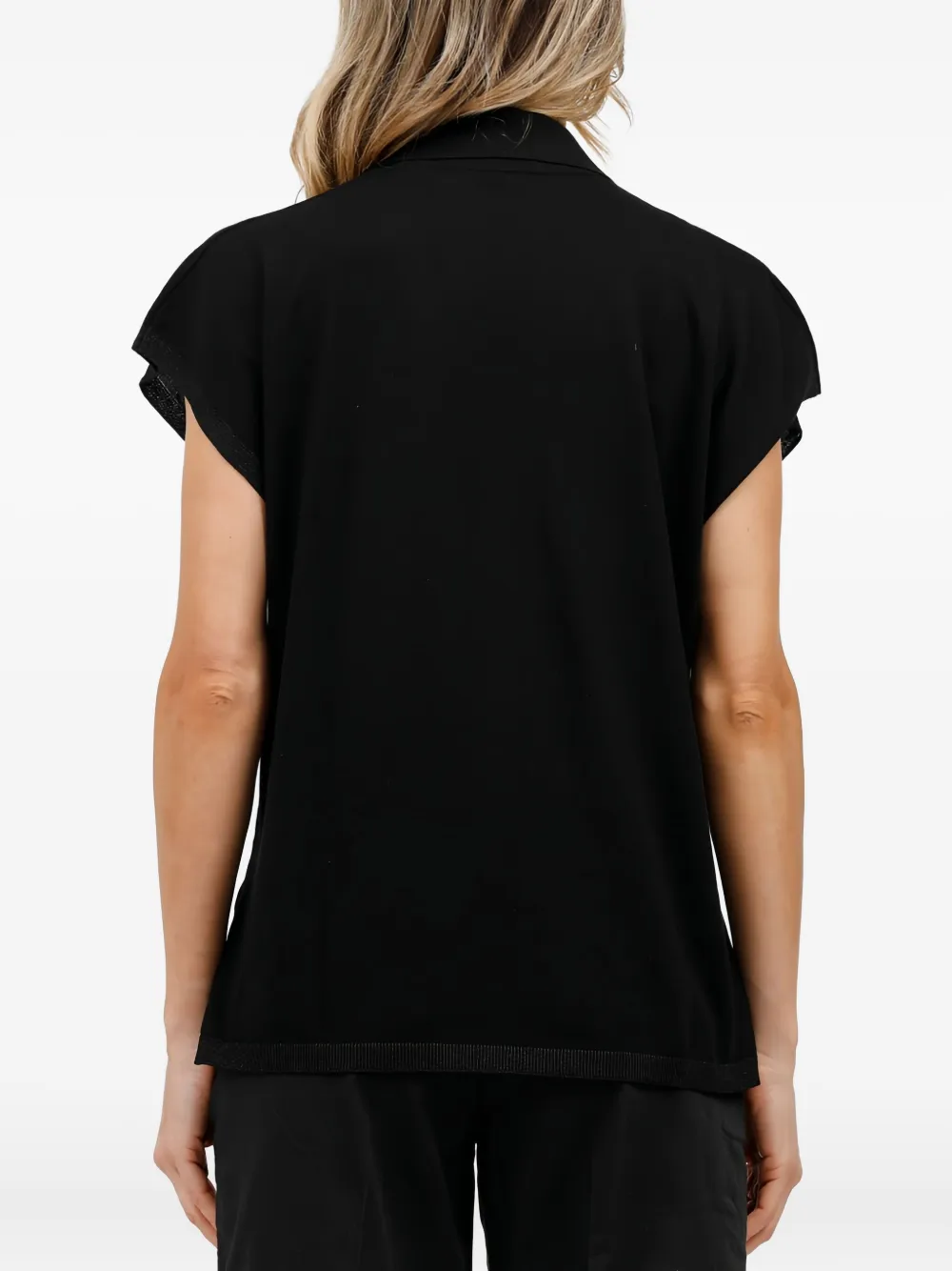 Gran Sasso V-neck Short-sleeve Knit Top In Brown