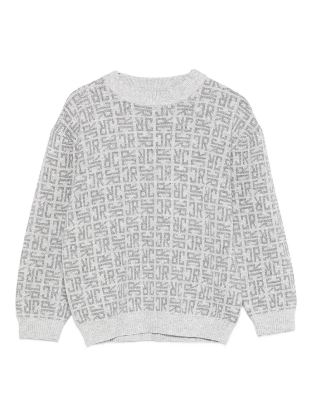 John Richmond Junior logo-pattern wool sweater Grijs