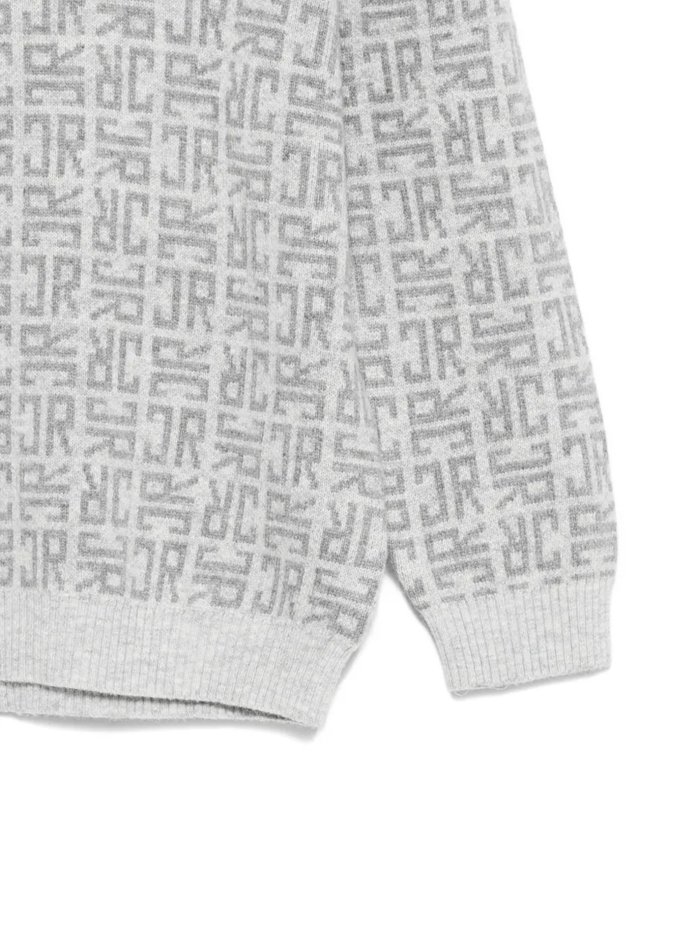 John Richmond Junior logo-pattern wool sweater Grijs