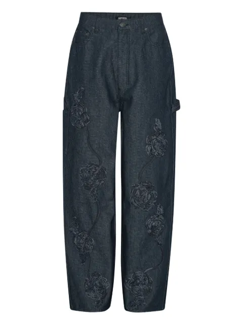 ROTATE BIRGER CHRISTENSEN jeans con bordado de rosa y cinco bolsillos