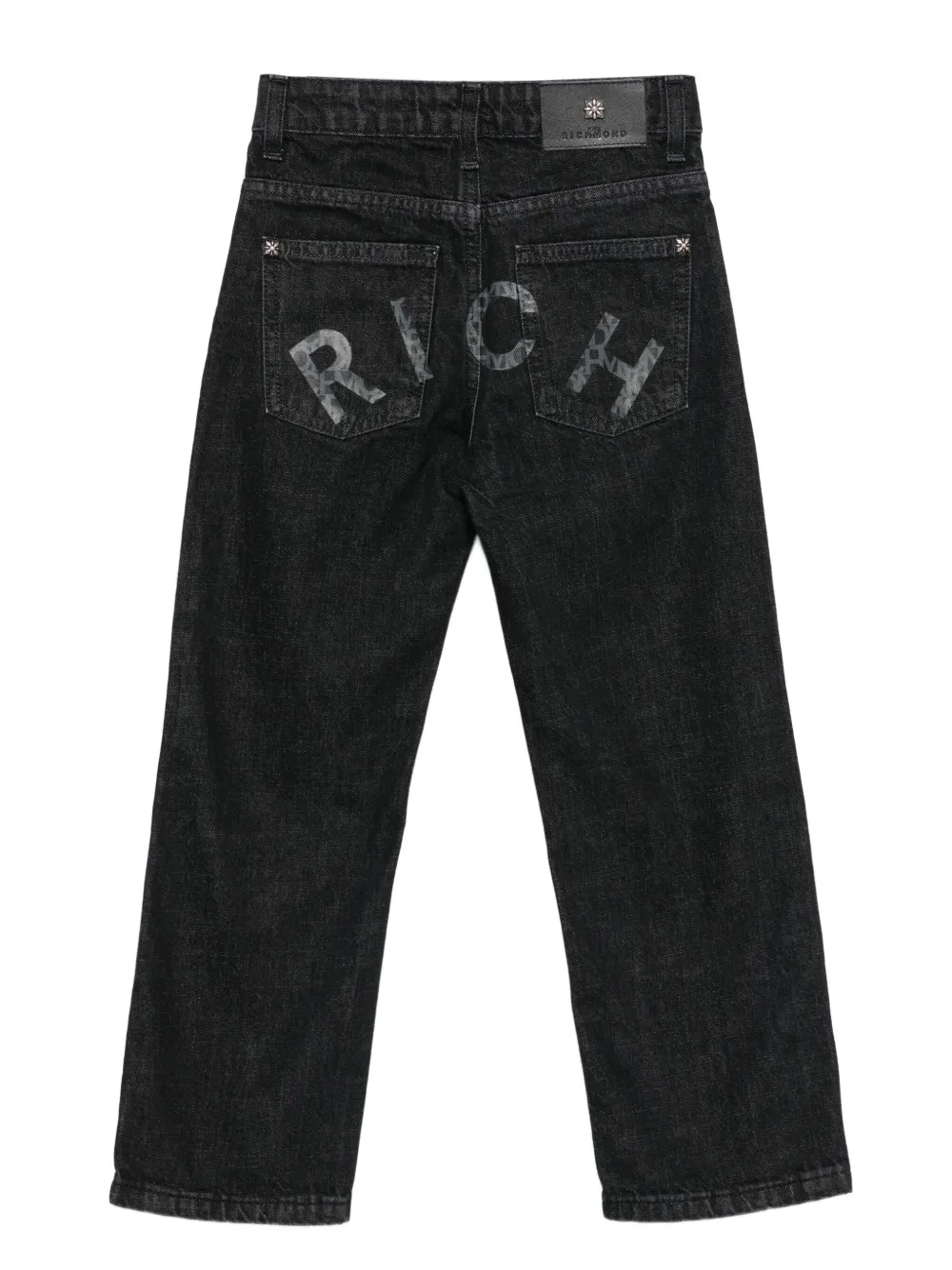 John Richmond Junior logo-plaque jeans Zwart