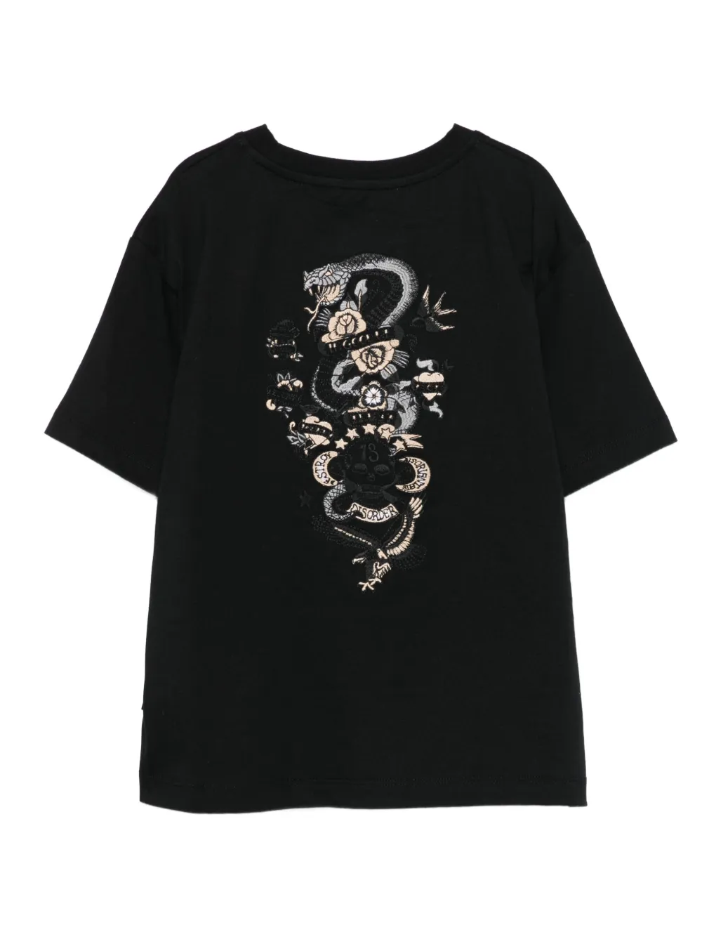 John Richmond Junior embroidered snake-print T-shirt Zwart