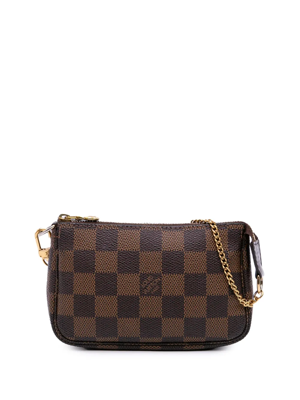 Pre-owned Louis Vuitton 2007 Damier Ebene Mini Pochette Accessoires Handbag In Brown