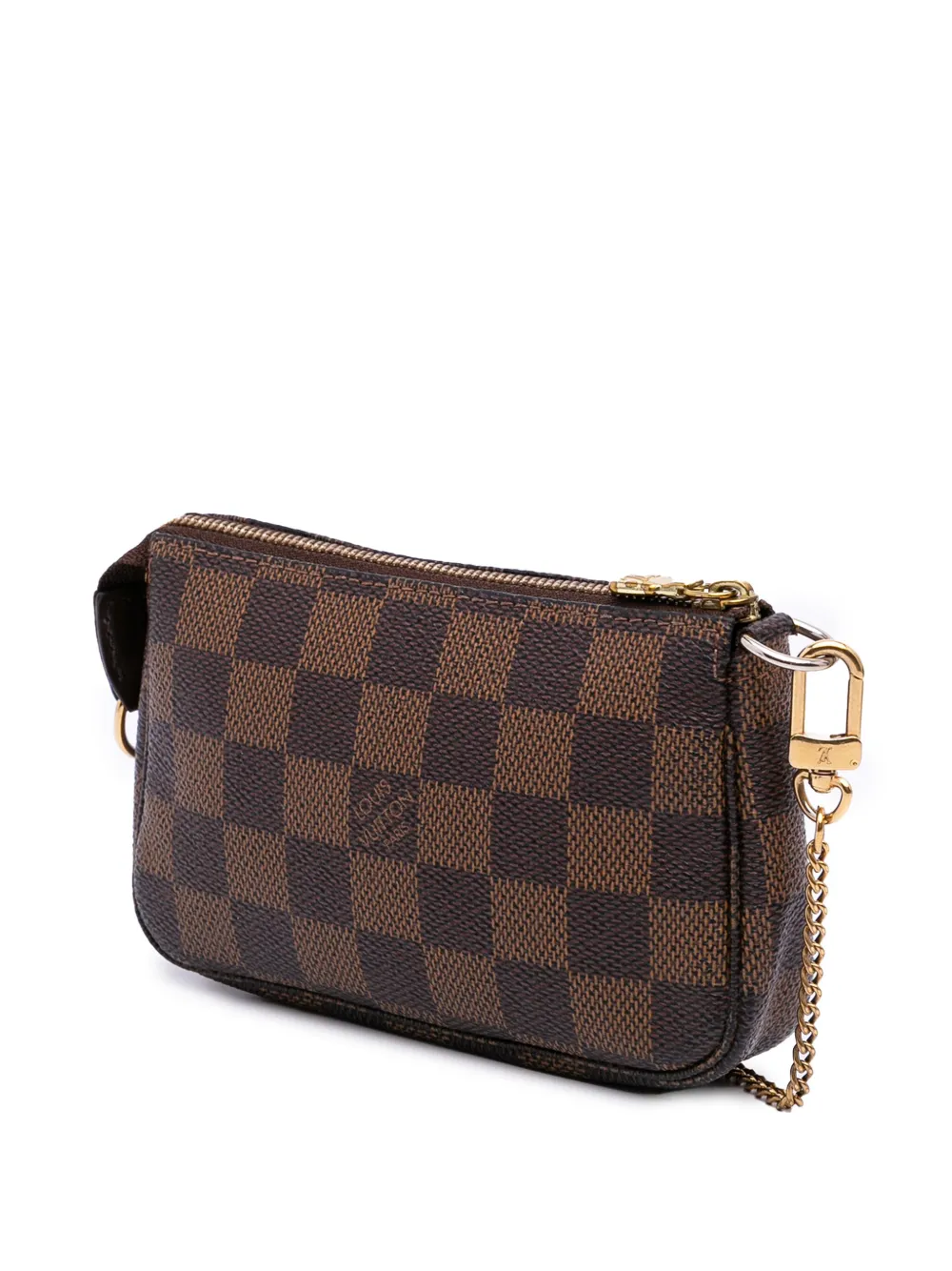 Pre-owned Louis Vuitton 2007 Damier Ebene Mini Pochette Accessoires Handbag In Brown