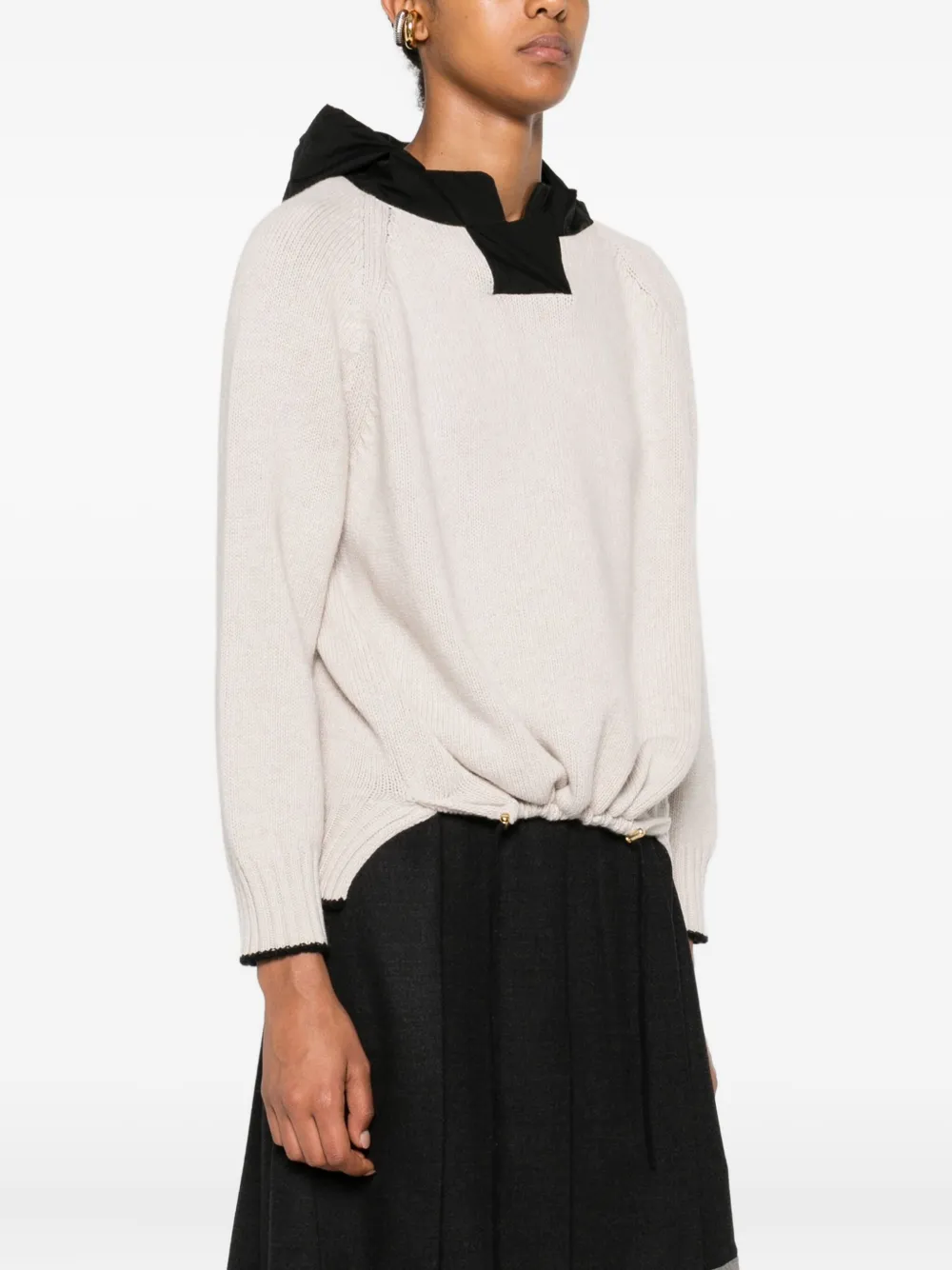 Cividini Hooded Trim-detail Sweater In Neutral