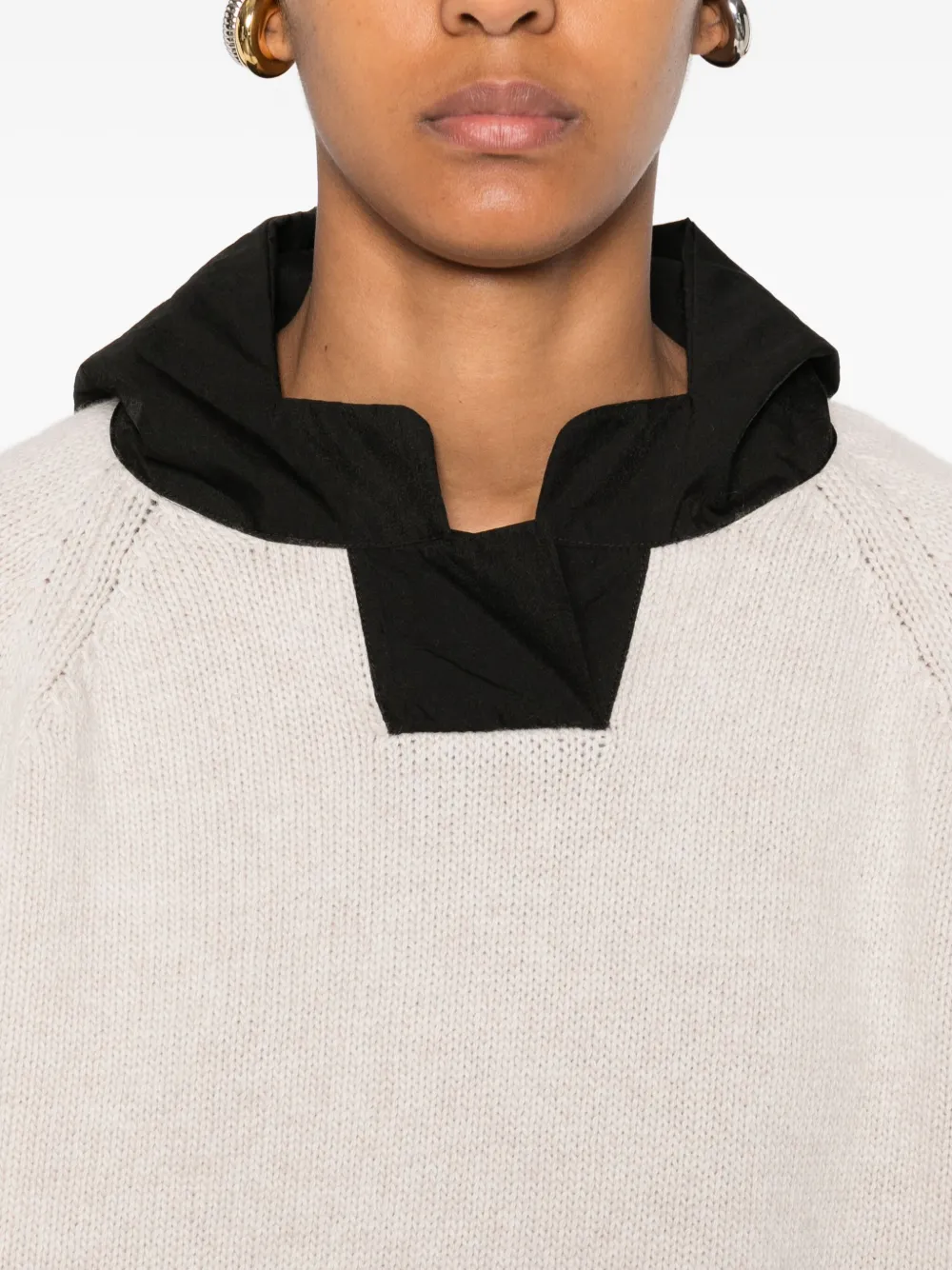 Cividini Hooded Trim-detail Sweater In Neutral