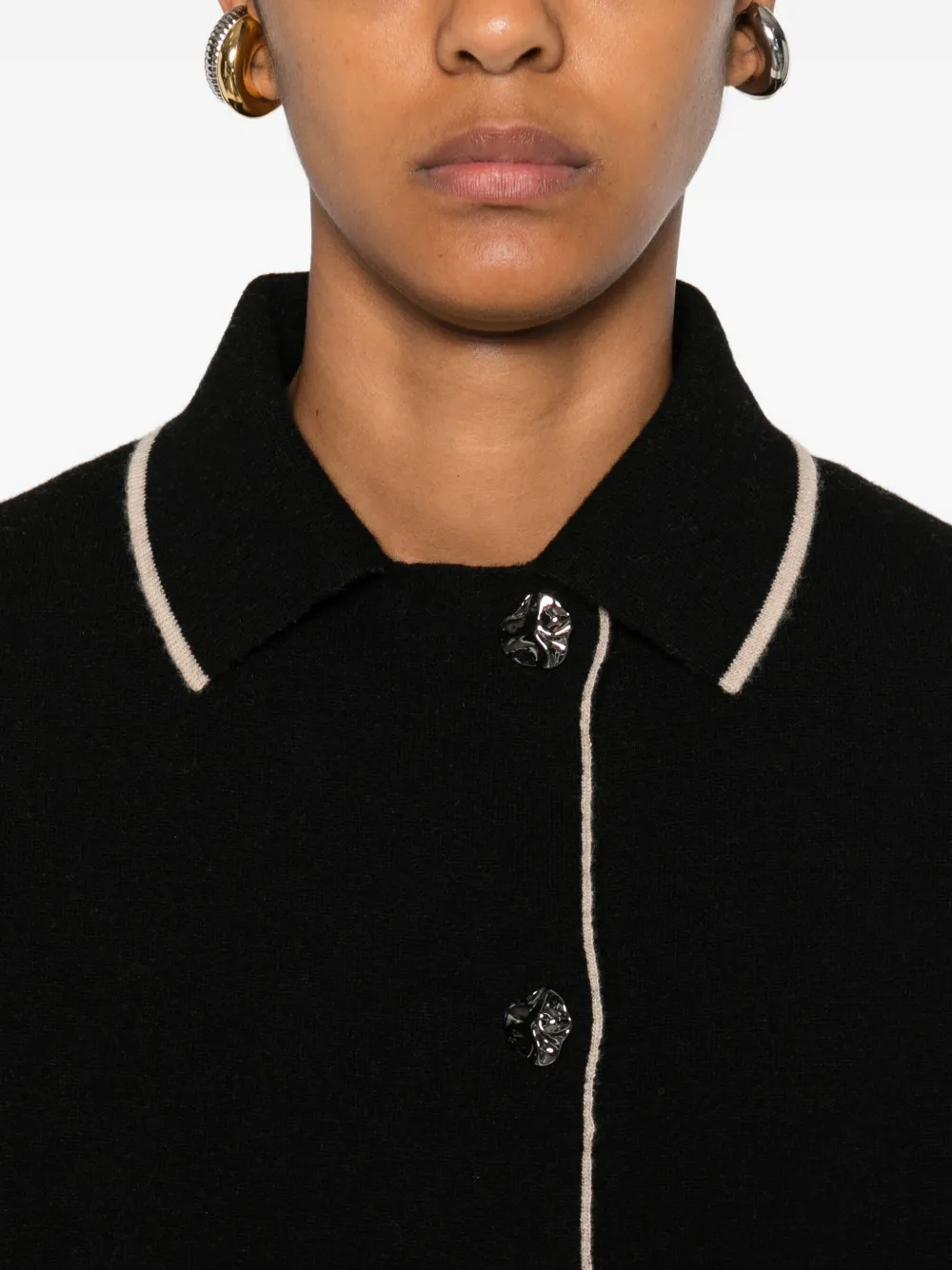 Cividini Polo-neck Long-sleeves Cardigan In Black