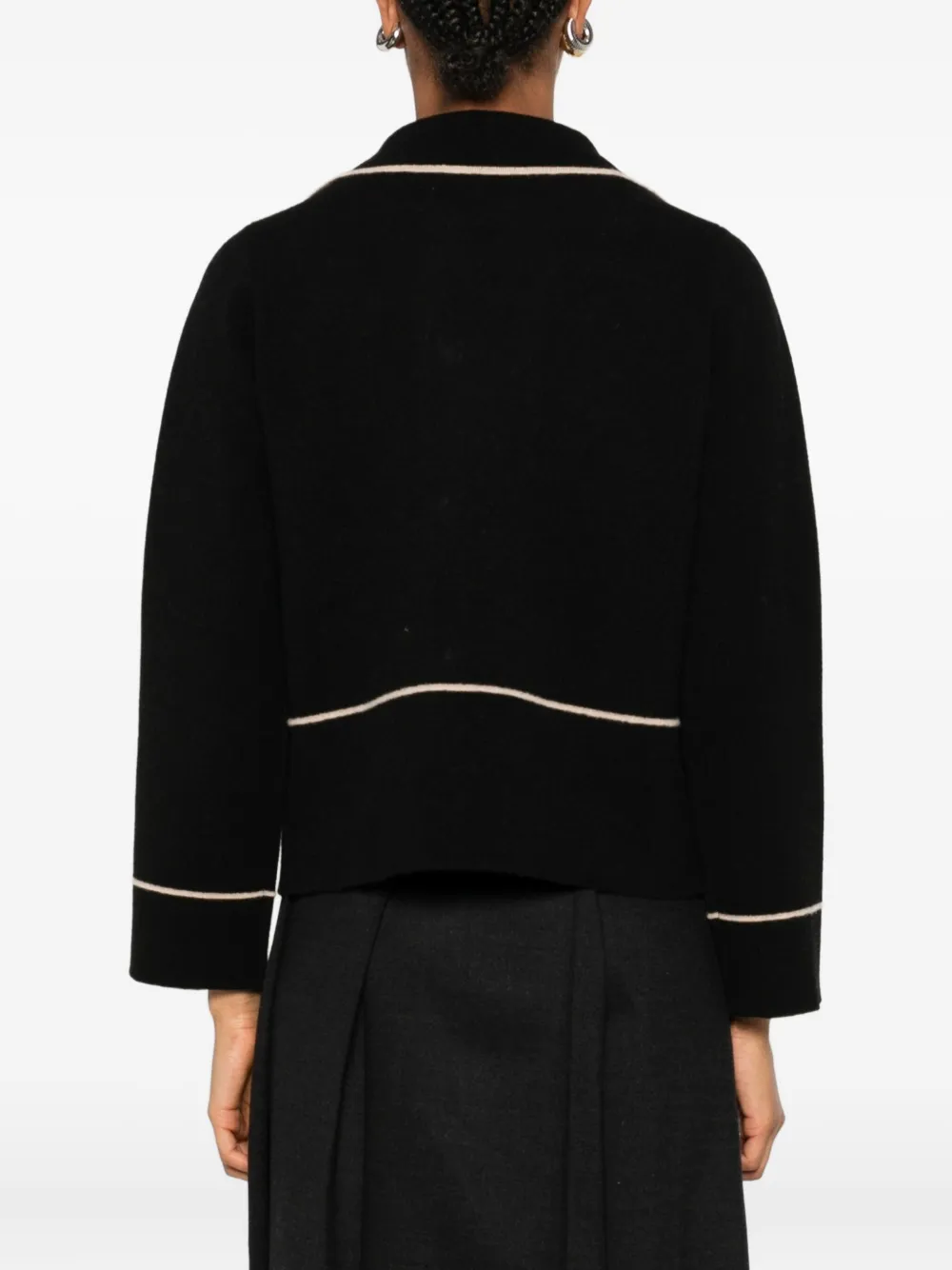 Cividini Polo-neck Long-sleeves Cardigan In Black