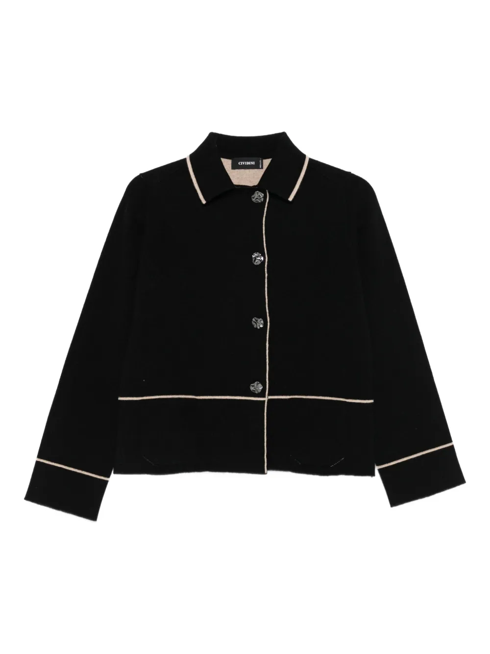Cividini polo-neck long-sleeves cardigan | Black | Image 1