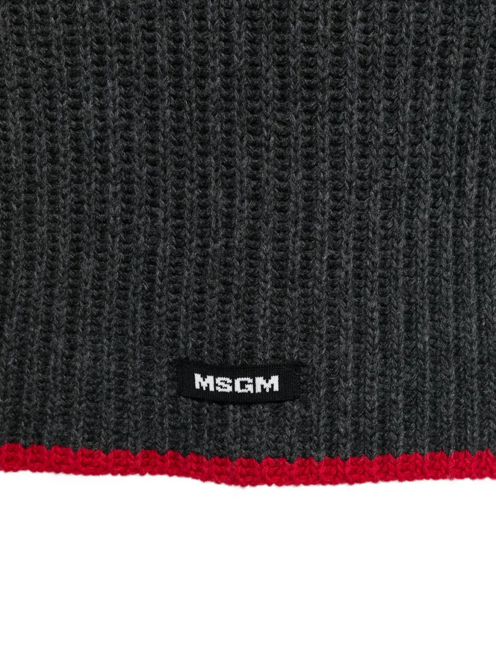 MSGM Ribgebreide sjaal met rode afwerking - Grijs