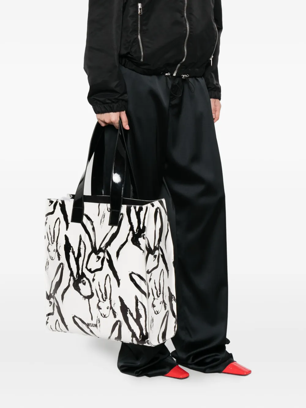 MSGM Shopper met konijnprint - Wit