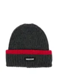 MSGM ribbed-knit red-band beanie hat - Grey