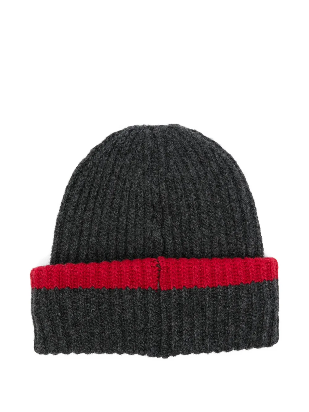 MSGM Ribgebreide muts met rode band - Grijs