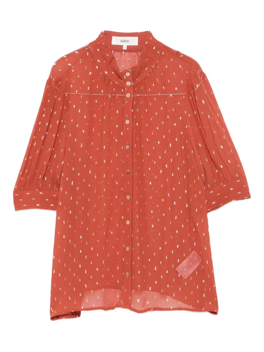 Ba&sh Metallic-dot Button Blouse In Brown