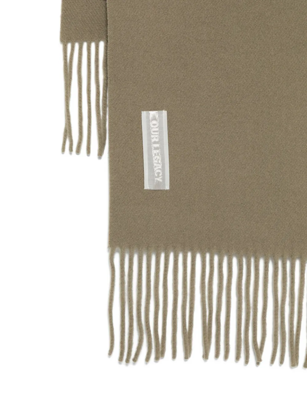 OUR LEGACY fringe-edges wool scarf - Groen