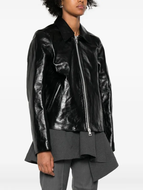 OUR LEGACY Leather zip-front Jacket | Black | FARFETCH