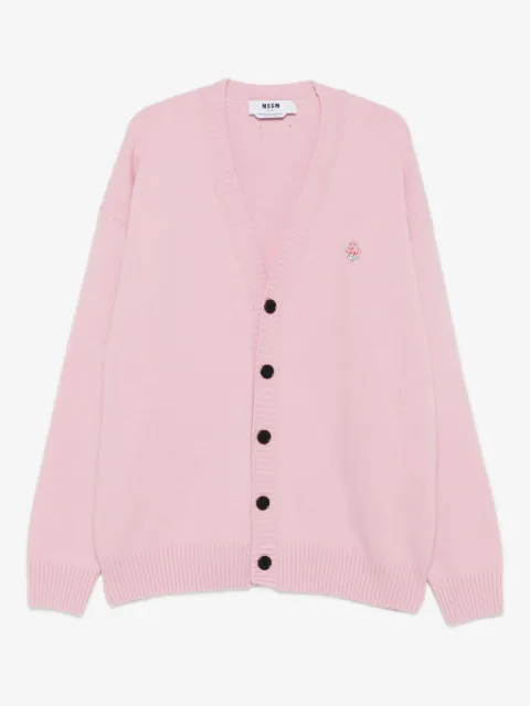 MSGM rose-embellished buttoned cardigan
