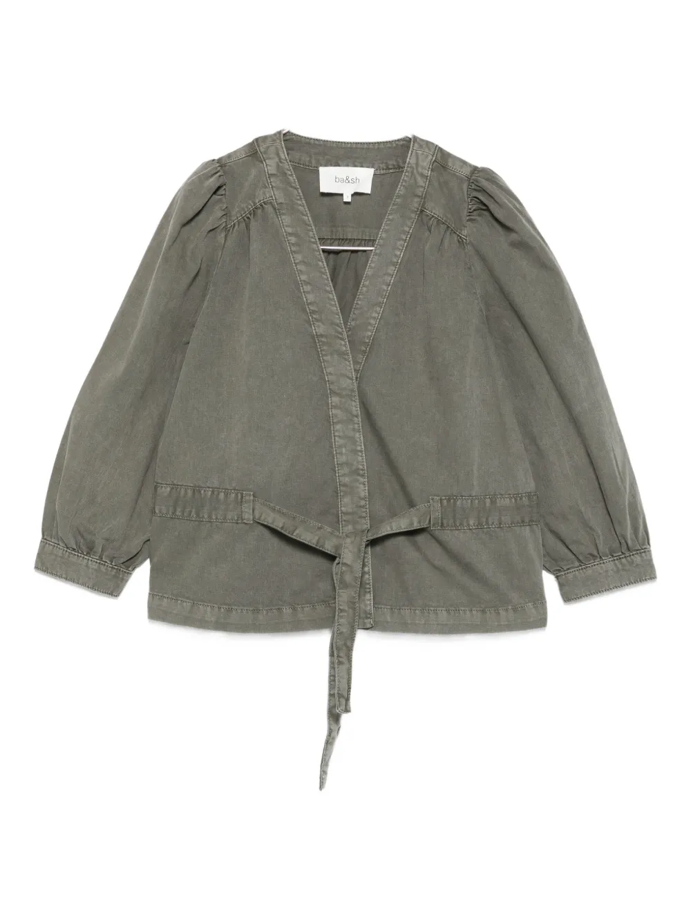 Ba&Sh Top met pofmouwen en ceintuur Groen