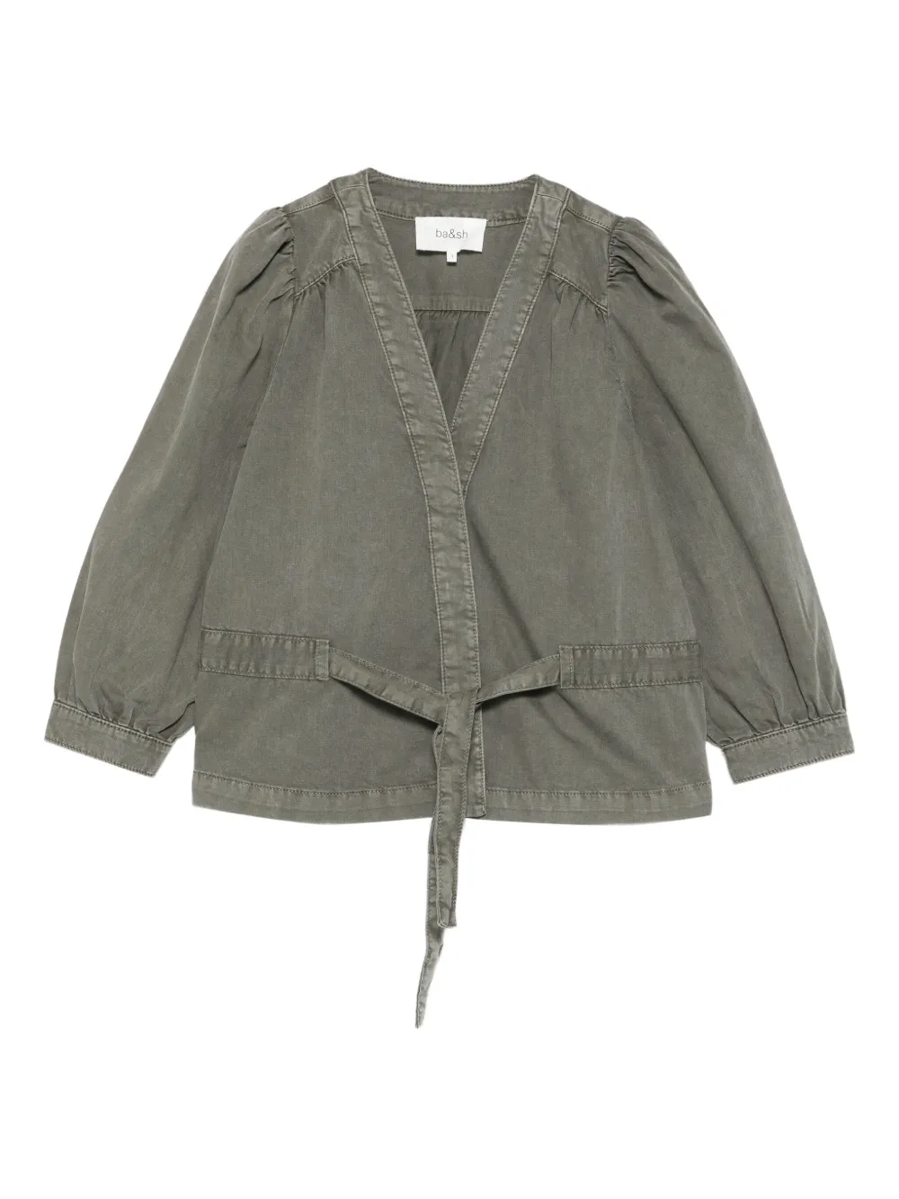 Ba&Sh Top met pofmouwen en ceintuur Groen