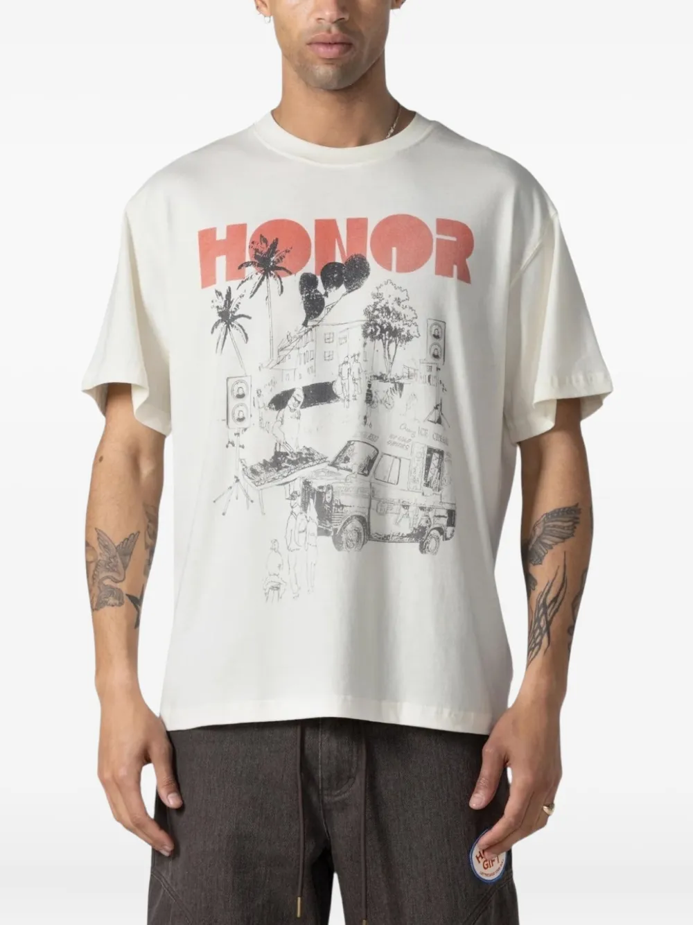 Honor The Gift Block Party graphic T-shirt - Beige