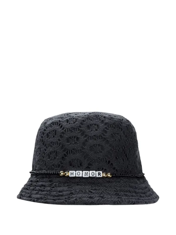Black Embellished Bucket Hat with Silver Crochet Accents Crochet Ruffle Bucket Hat: Custom Two-tone Summer Hat - Etsy main image 3
