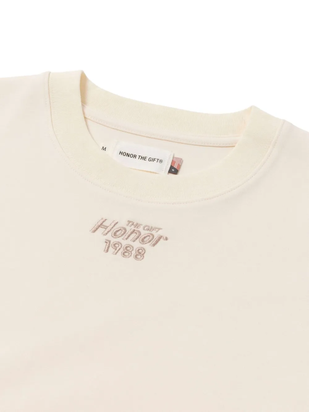 Honor The Gift Pendant Box T-shirt met gerafelde afwerking Beige