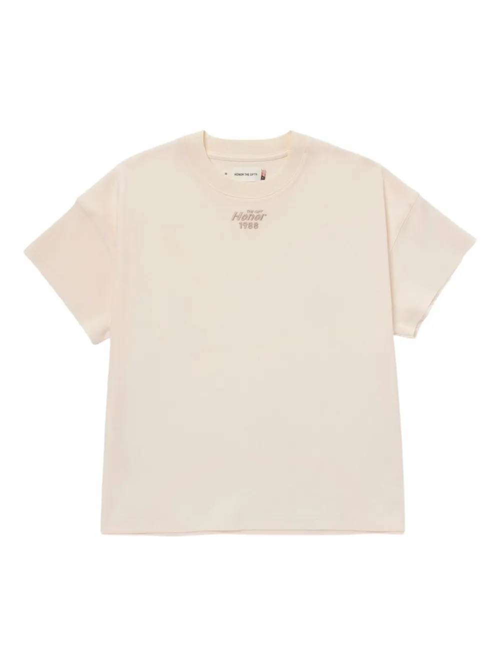 Honor The Gift Pendant Box T-shirt met gerafelde afwerking Beige