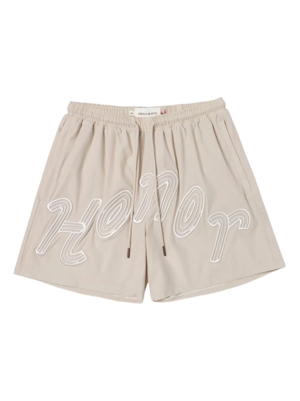 Honor The Gift Trainingsshorts met geborduurd logo Beige