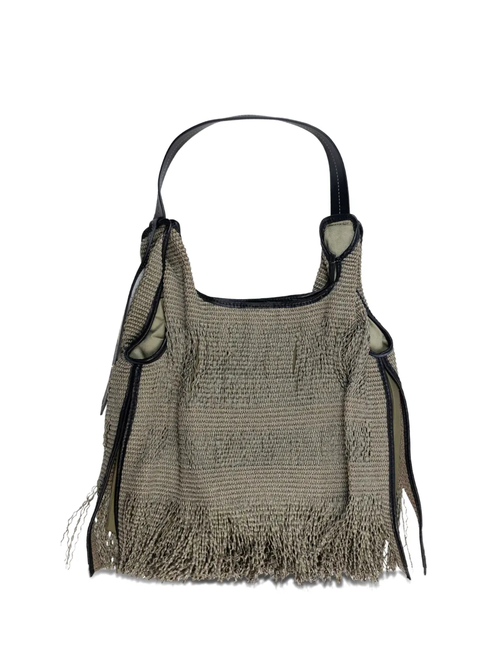 Anita Bilardi fringed distressed-detail tote bag | Green | Image 1