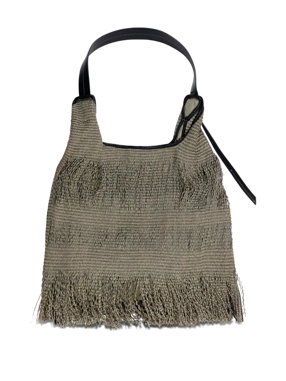Anita Bilardi fringed distressed-detail tote bag - Groen