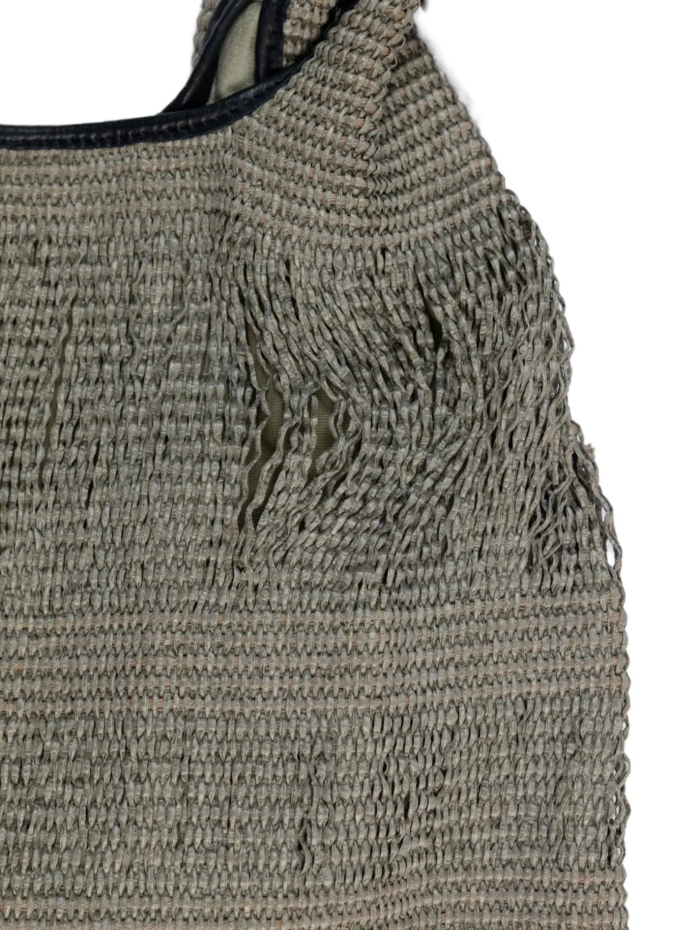 Anita Bilardi Fringed Distressed-detail Tote Bag In Green