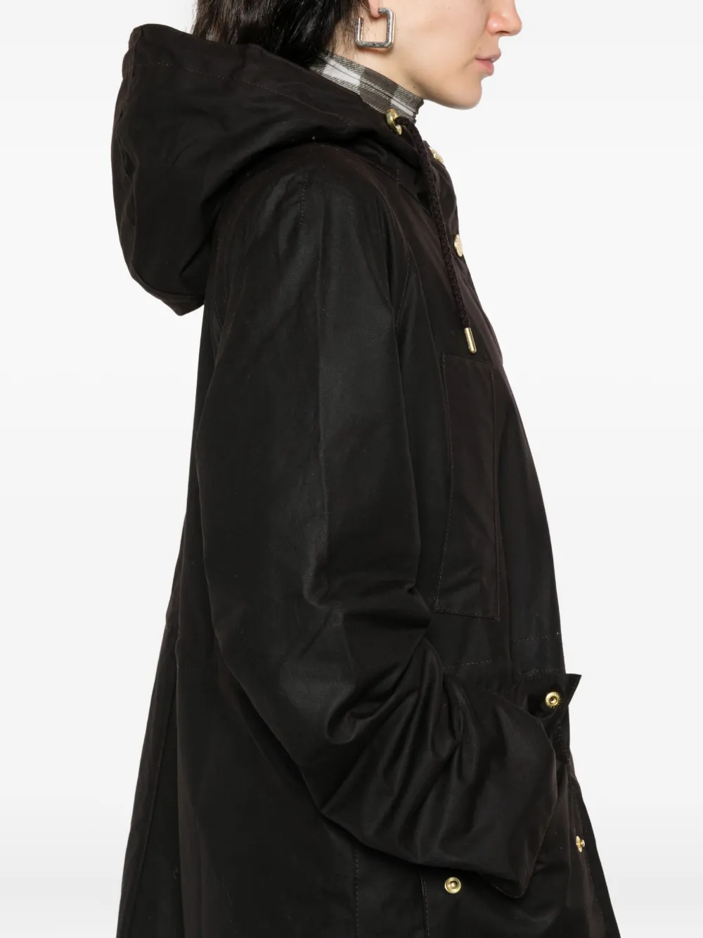 Barbour Jas met capuchon en knopen Bruin