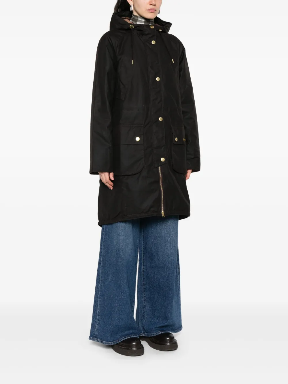 Barbour Jas met capuchon en knopen Bruin